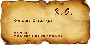 Kordos Orsolya névjegykártya